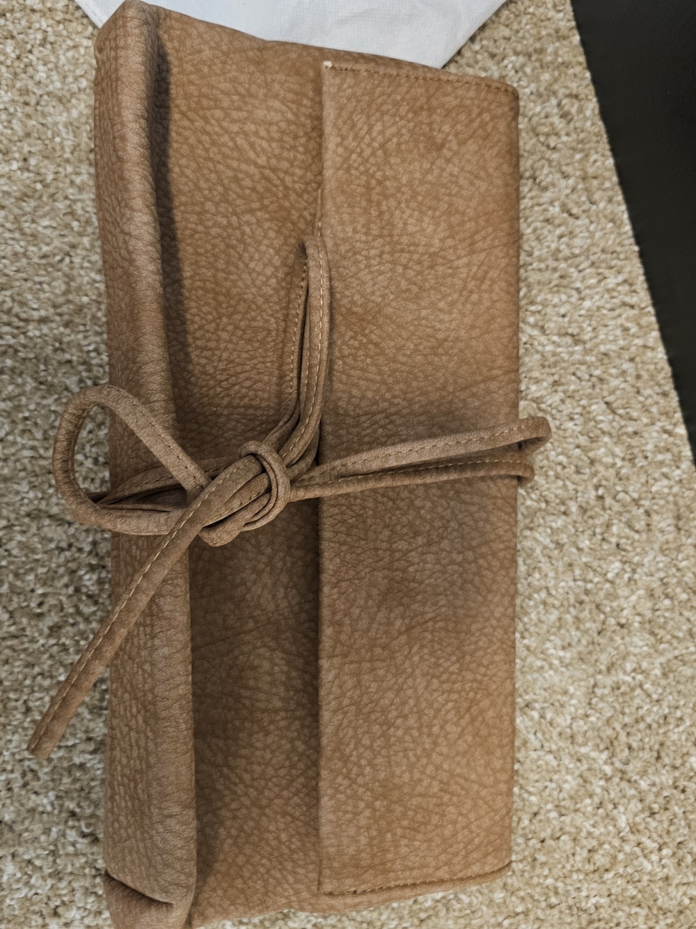 Liz Claiborne Tan Faux Leather Roll-Up Organizer